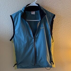 Nike Teal and Yellow Zip-Up Vest